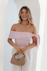 Charama Off Shoulder Knit Top - Pink