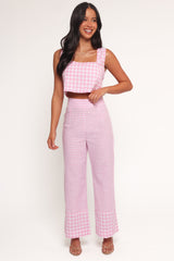 Devlin Cotton Pant - Pink Gingham