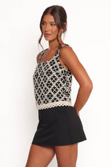Finley Embroidered Top - Black Natural