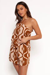 Henri Halter Top - Tan Print