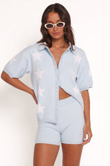 Lela Knitted Shirt - Light Blue Stars
