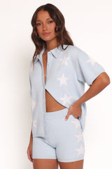 Lela Knitted Shirt - Light Blue Stars