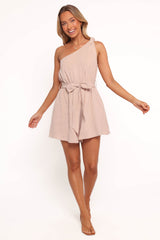 Levana One Shoulder Romper - Beige
