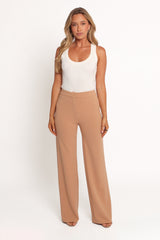 Liora Flat Front Knit Pants - Mocha