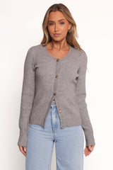 Quay Button Front Cardigan - Heather Grey