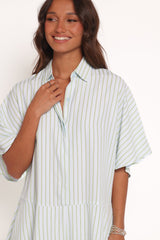 Sebastian Romper - Green Blue Stripe