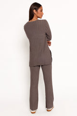 Silvie Long Sleeve Knitted Set - Charcoal Grey