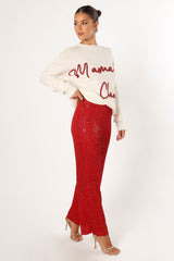Lilianna Sequin Flare Pant - Red