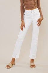 Lulu High Rise Slim Straight Jean - White