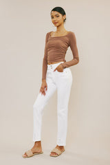 Lulu High Rise Slim Straight Jean - White