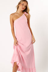 Fleaur One Shoulder Maxi Dress - Pink