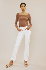 Lulu High Rise Slim Straight Jean - White
