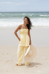 Ember Strapless Tunic Top - Butter Yellow