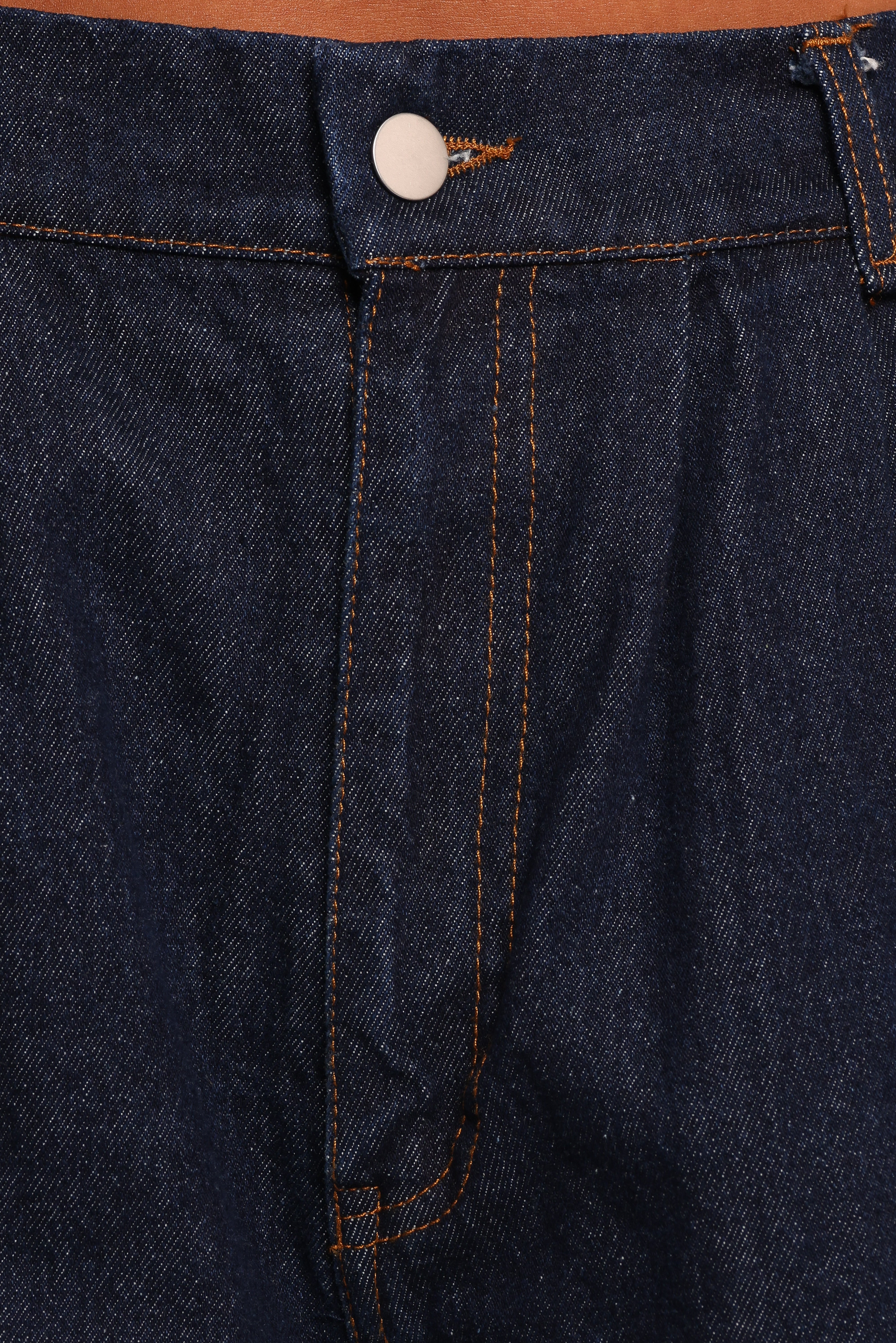 Nylah Pleated Denim Short - Mid Denim