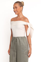Charama Off Shoulder Knit Top - White