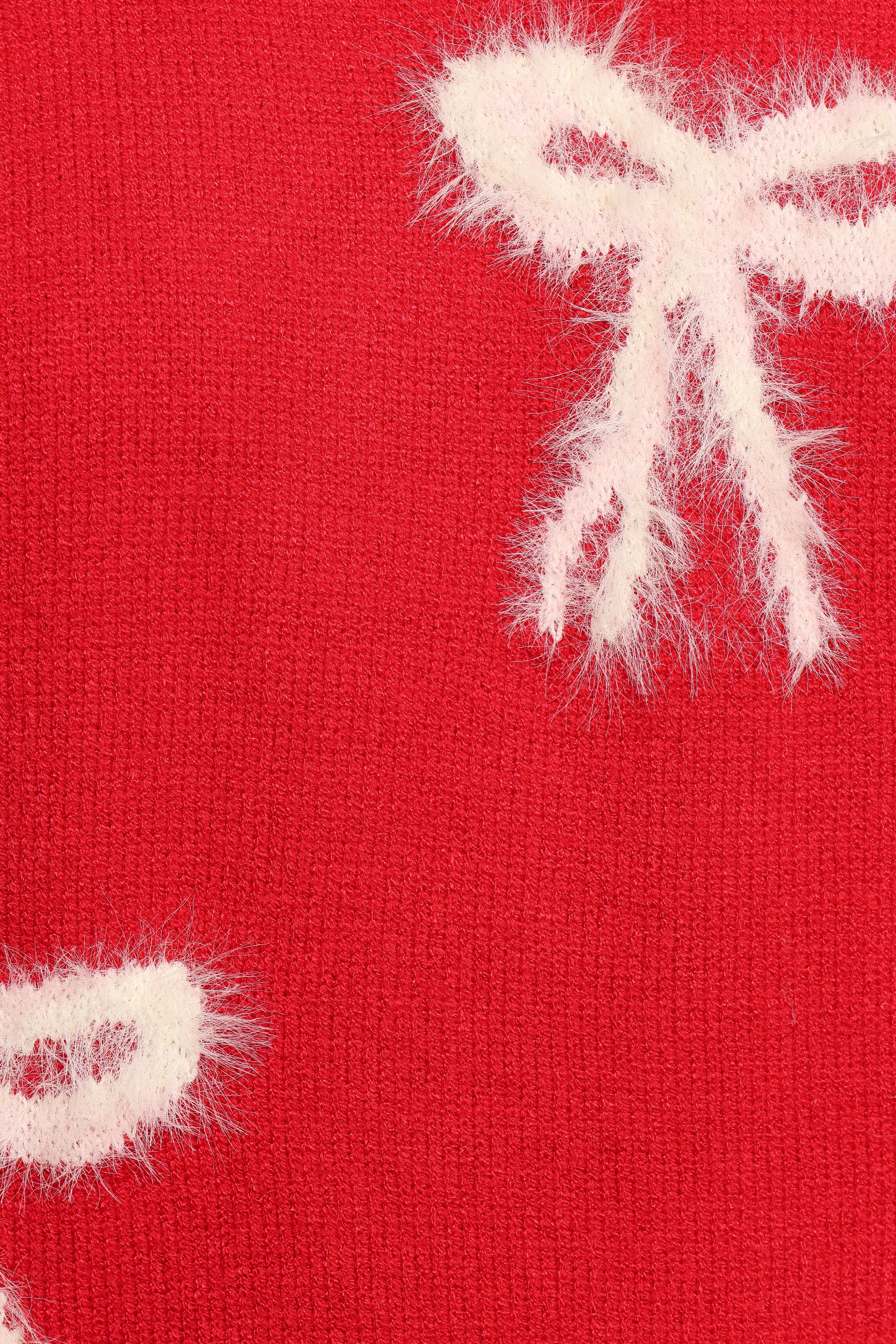 Cherish Ruffle Sleeve Bow Knit Sweater - Red