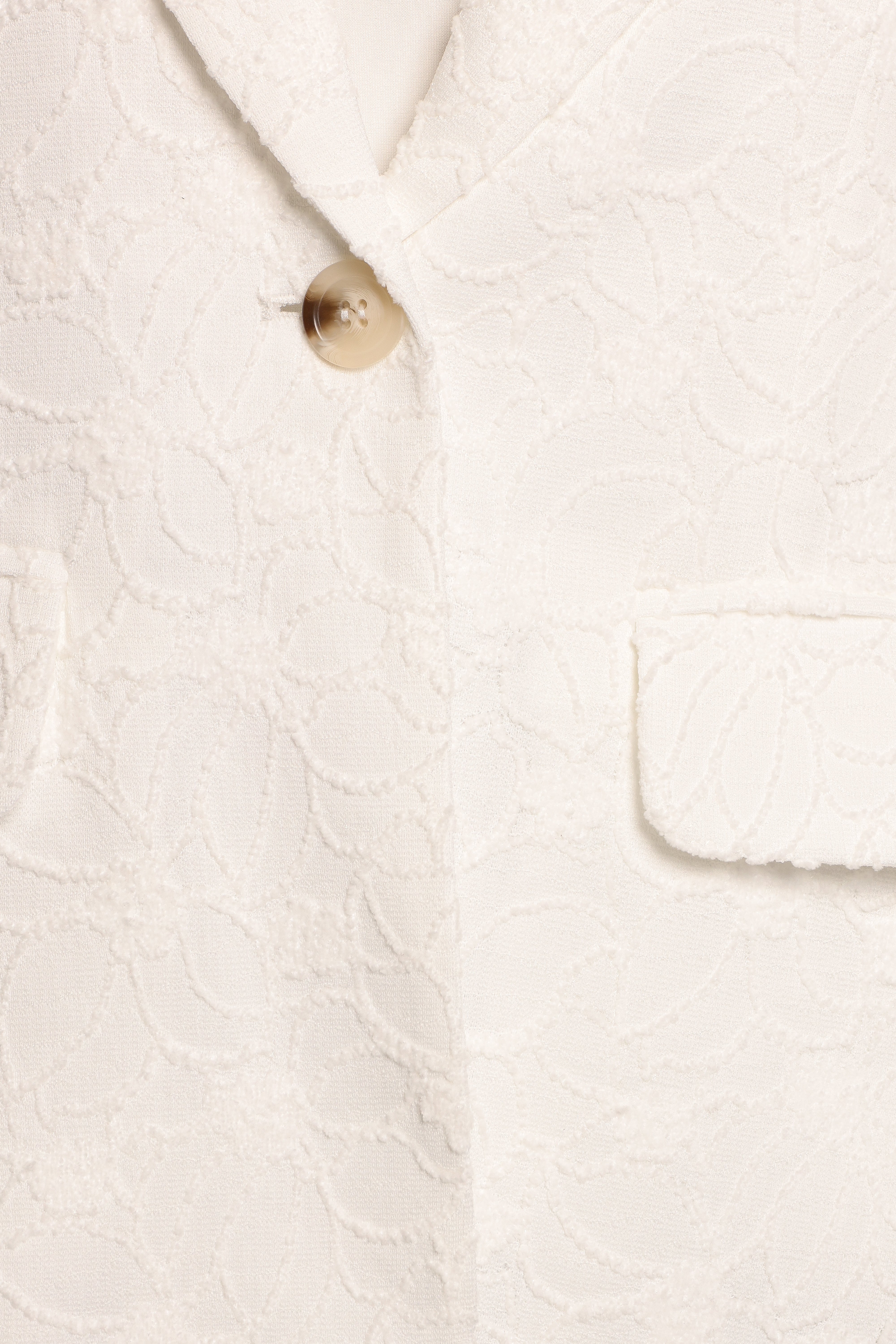 Darian Lace Knit Single Button Blazer - Off White