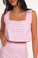 Devlin Cotton Top - Pink Gingham