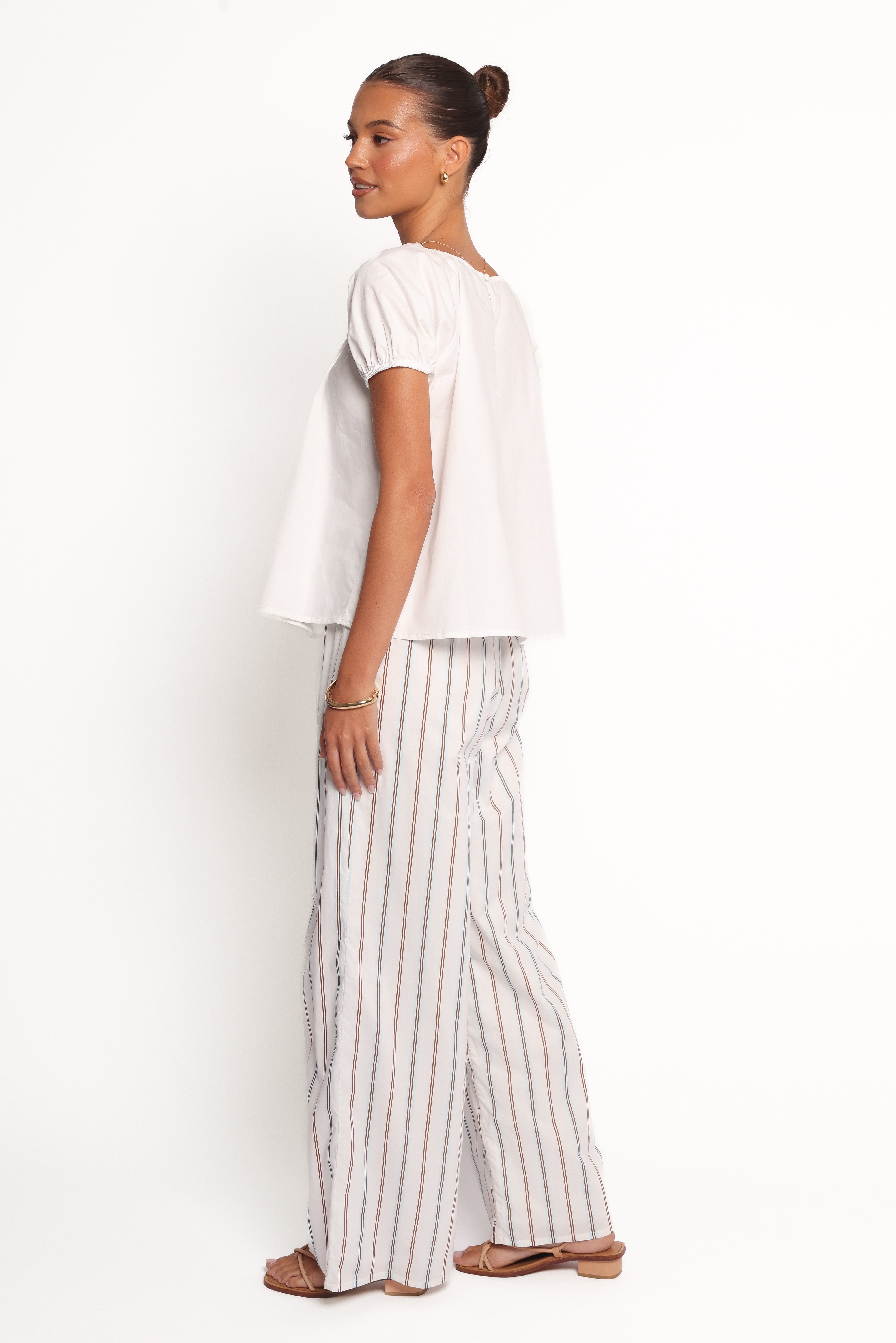 Ember Cotton Pants - Blue Brown Stripe