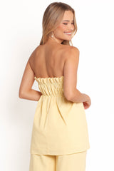 Ember Strapless Tunic Top - Butter Yellow