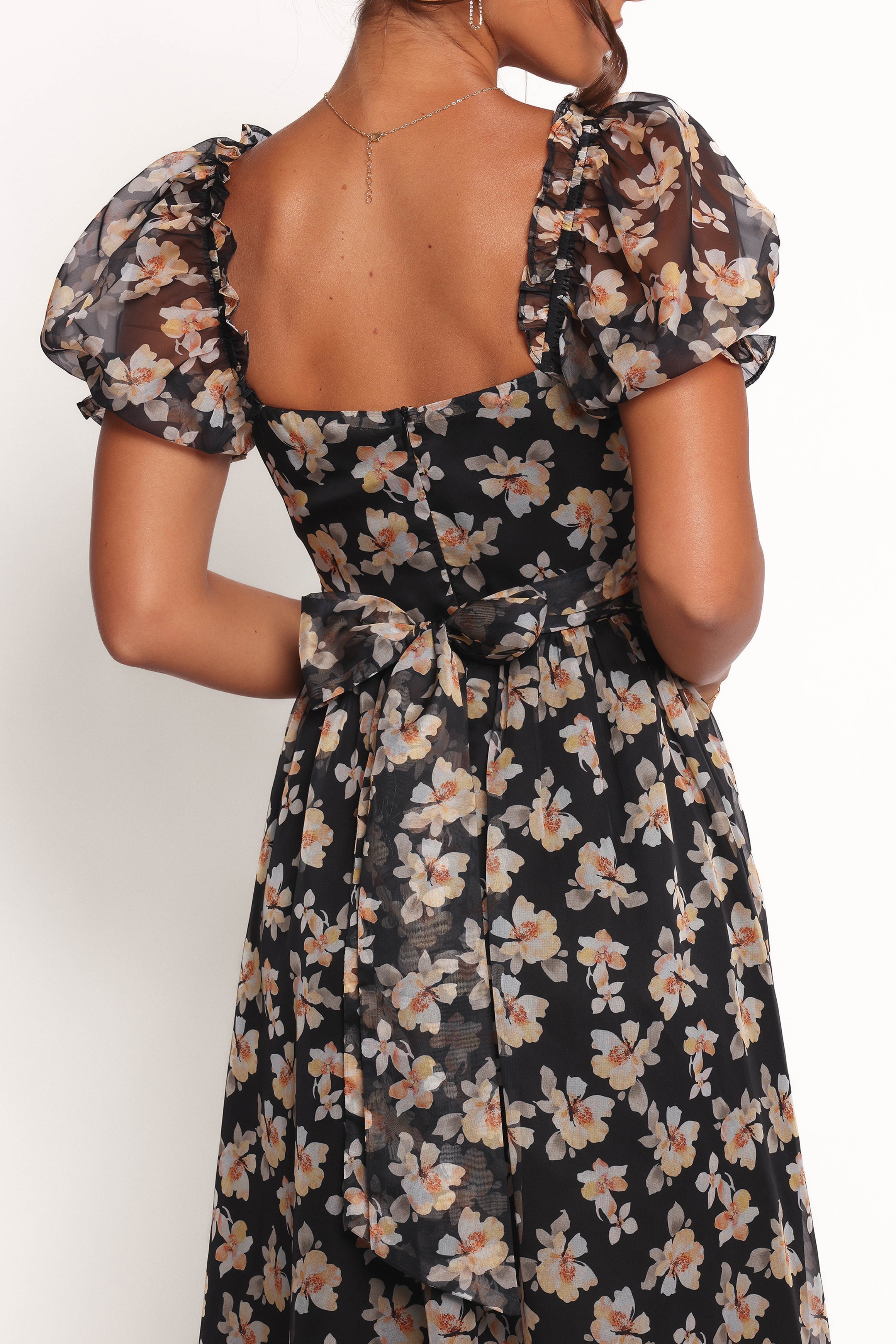 Farryn Maxi Dress - Black Beige Floral