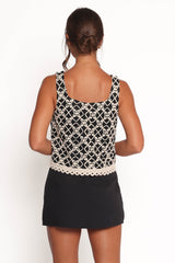 Finley Embroidered Top - Black Natural