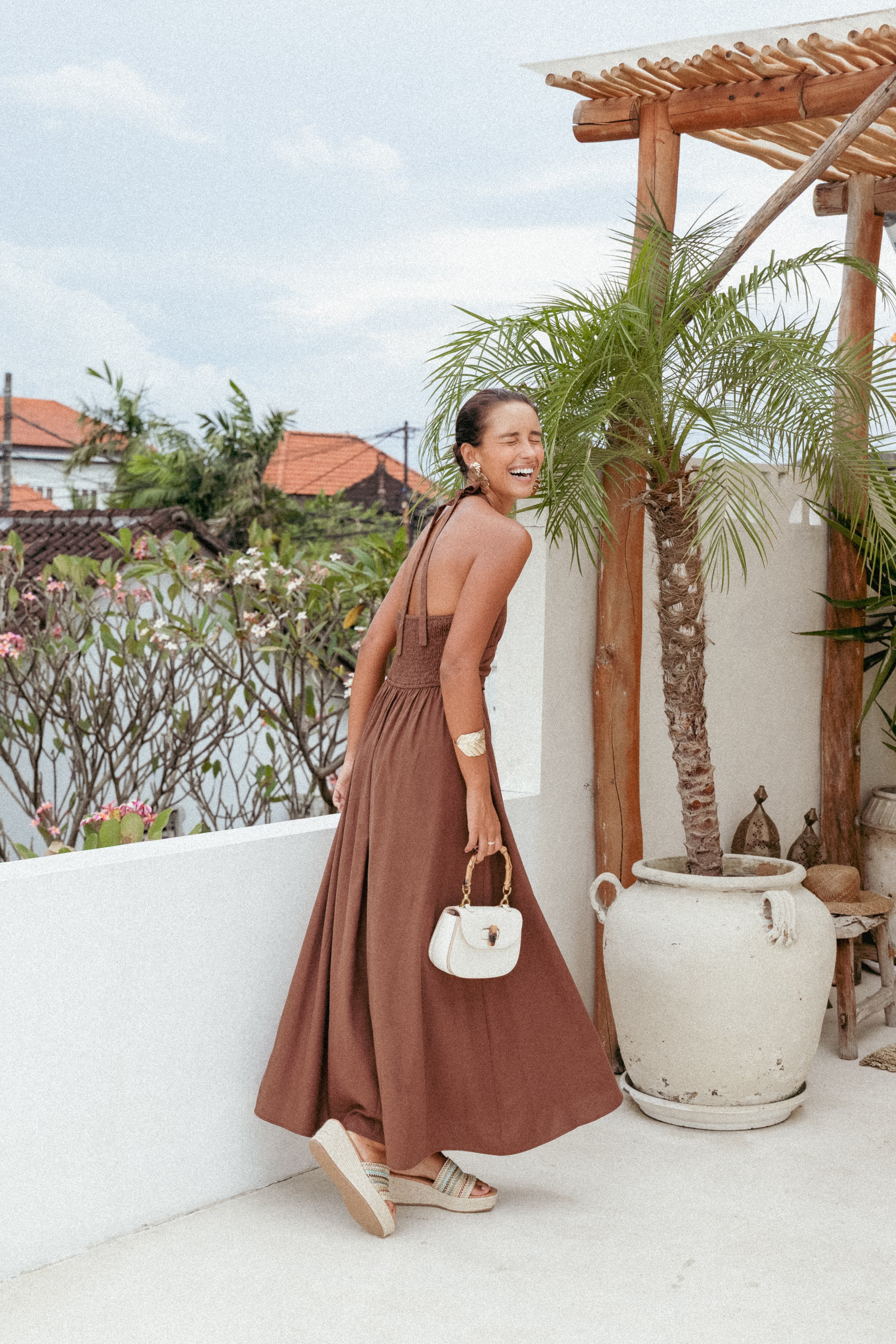 Marie Halterneck Maxi Dress - Chocolate