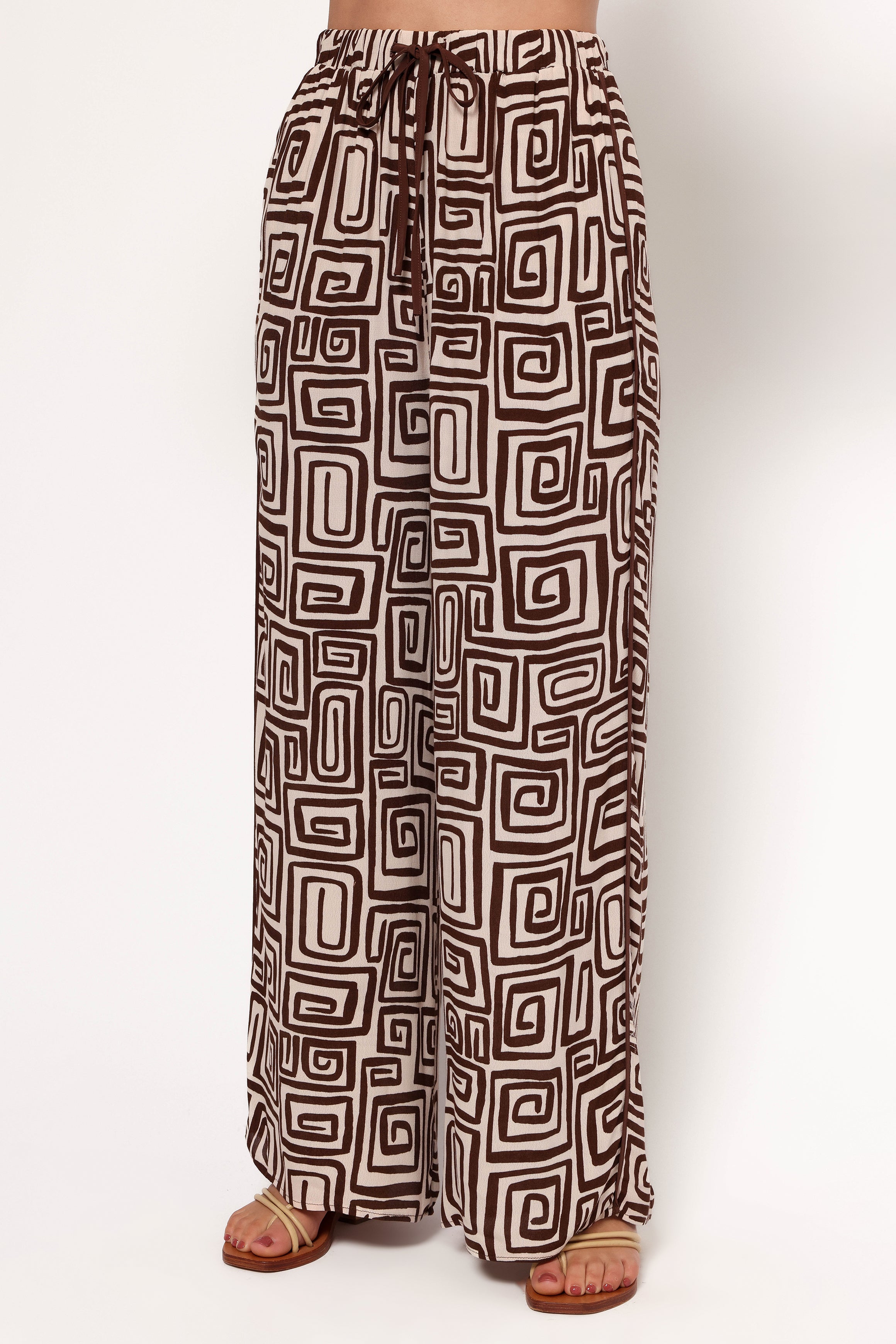 Imogen Pant - Chocolate Brown Print