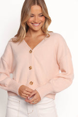 Isabel Button Front Cardigan - Pale Pink