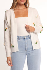 Jazzie Ditsy Flower Cardigan - White