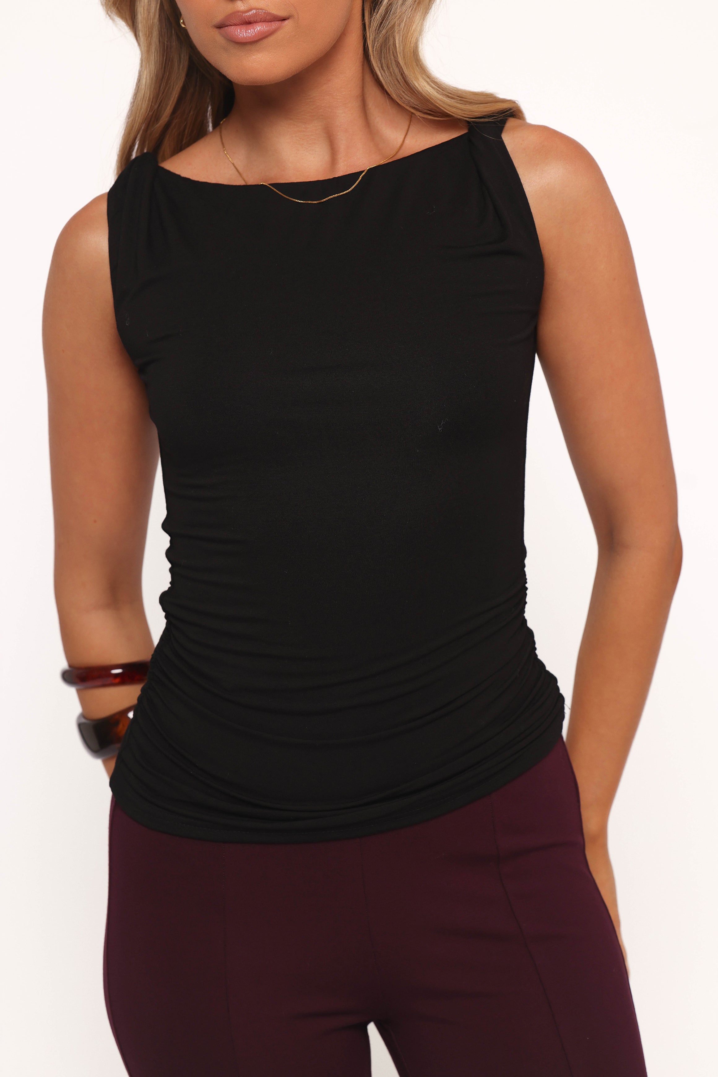 Lainey Twist Knit Top - Black