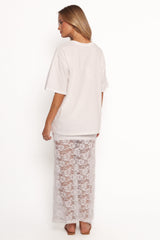 Laken Sheer Lace Maxi Skirt - White