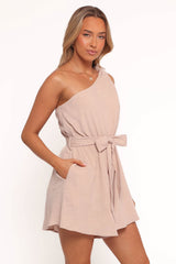 Levana One Shoulder Romper -  Beige