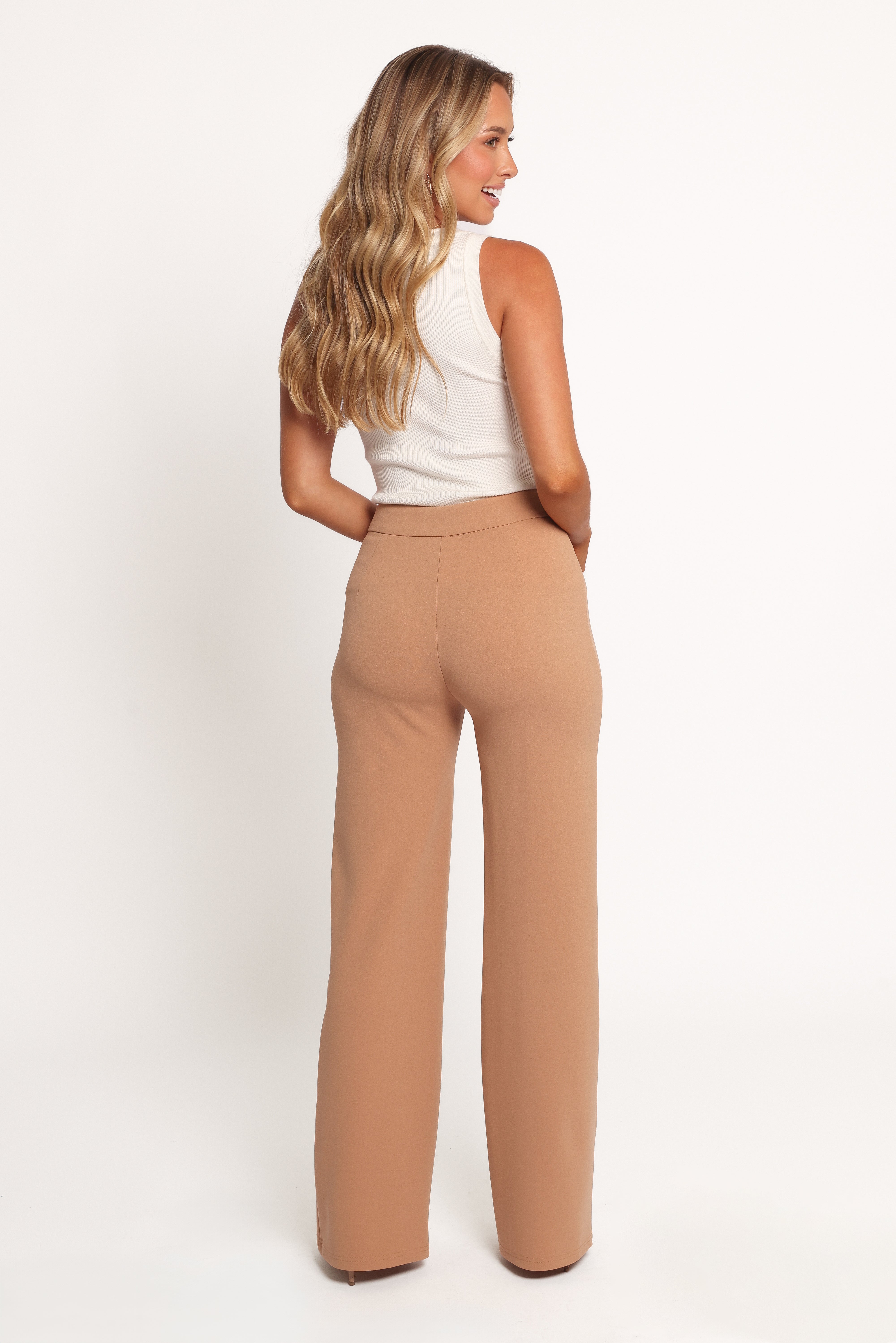 Liora Flat Front Knit Pants - Mocha
