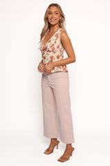 Gemma Cropped Wide Leg Jeans - Sepia Rose