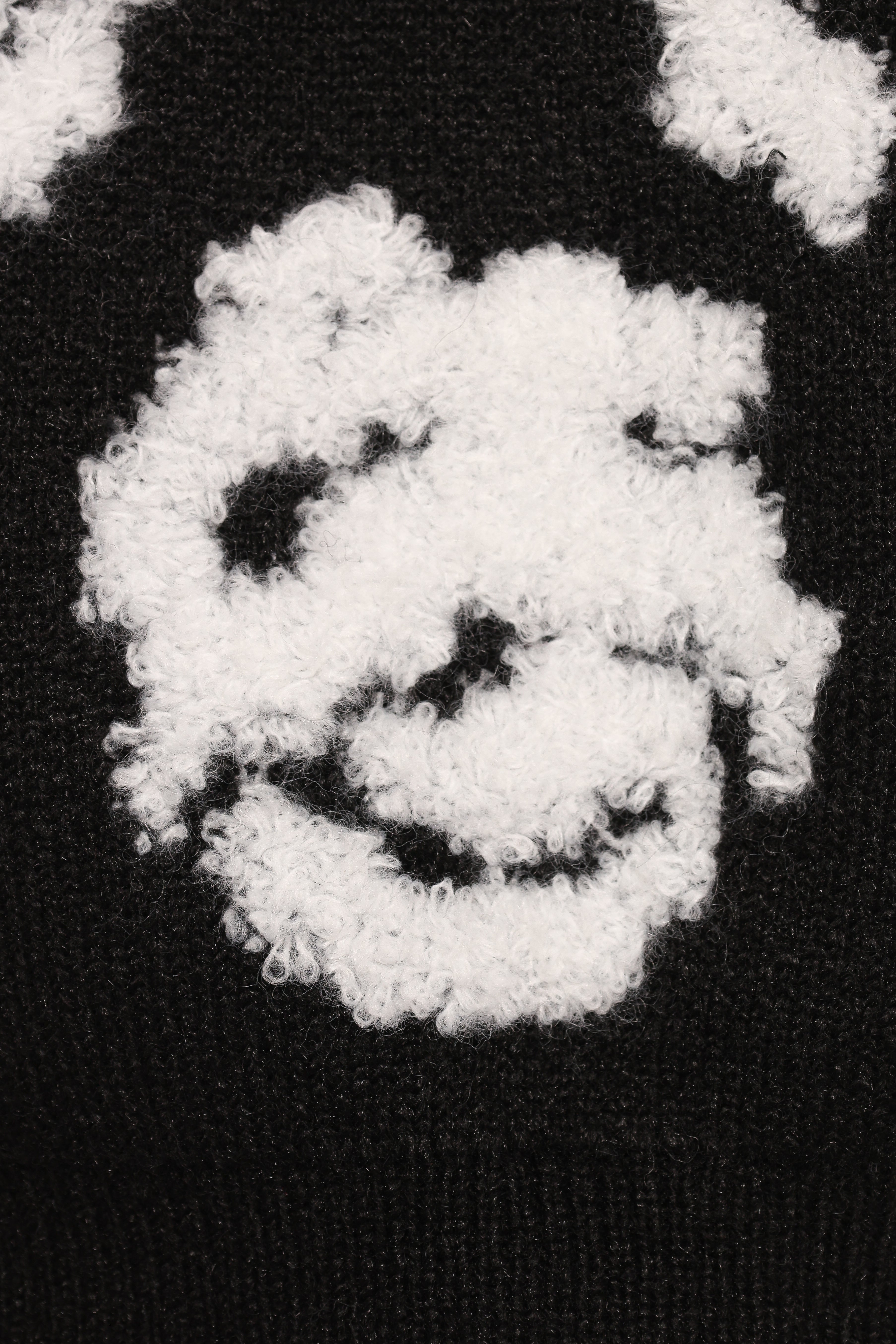 Lumara Texture Flower Short Sleeve Sweater - Black