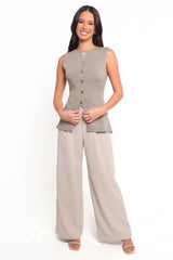 Machia Knit Vest Top - Khaki