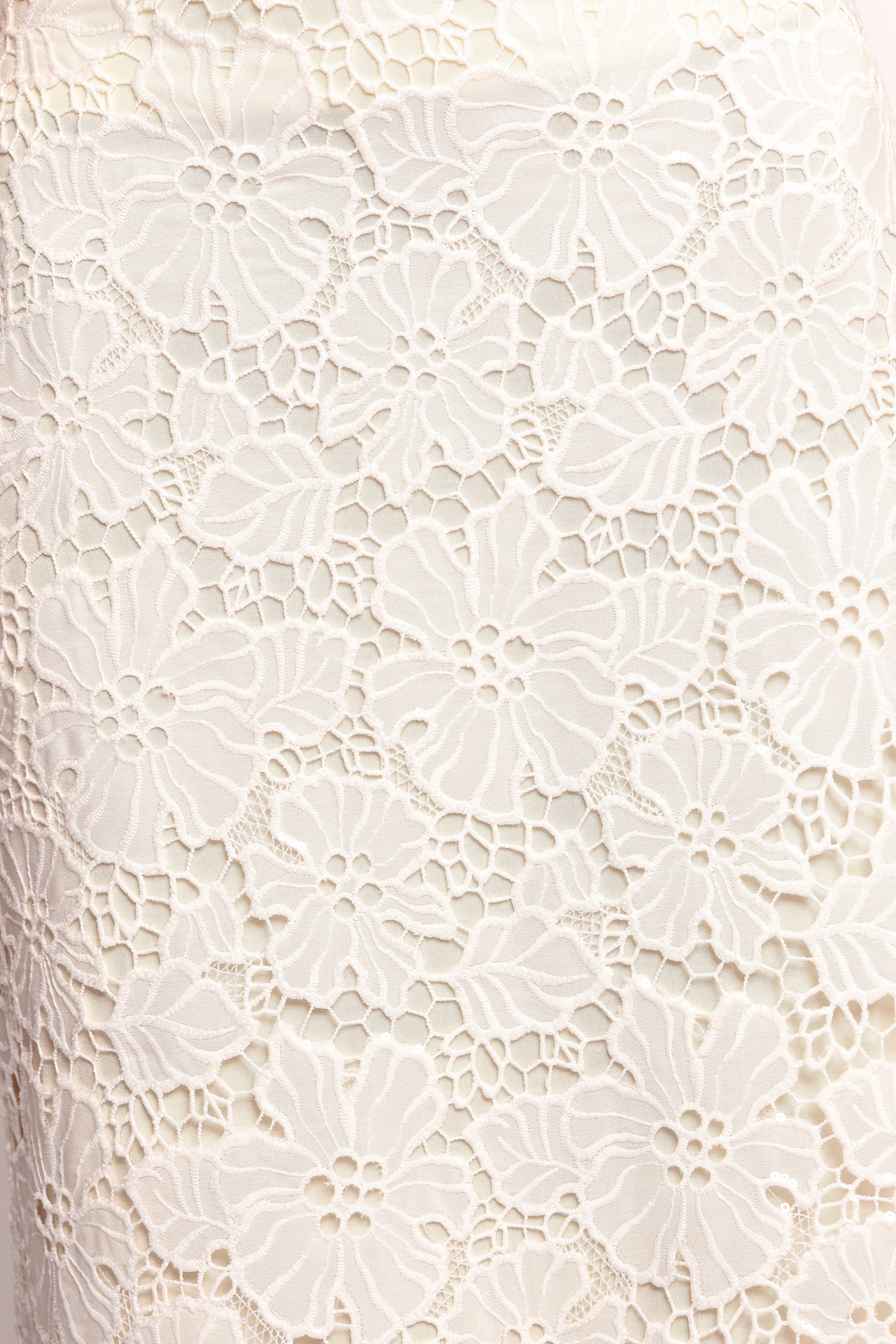 Mika Floral Lace Maxi Skirt - White