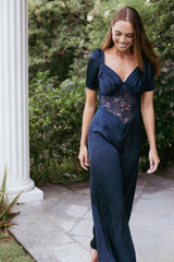 Milana Lace Inset Jumpsuit - Navy