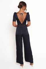 Milana Lace Inset Jumpsuit - Navy