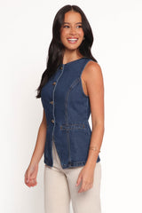 Nessa Denim Vest - Blue