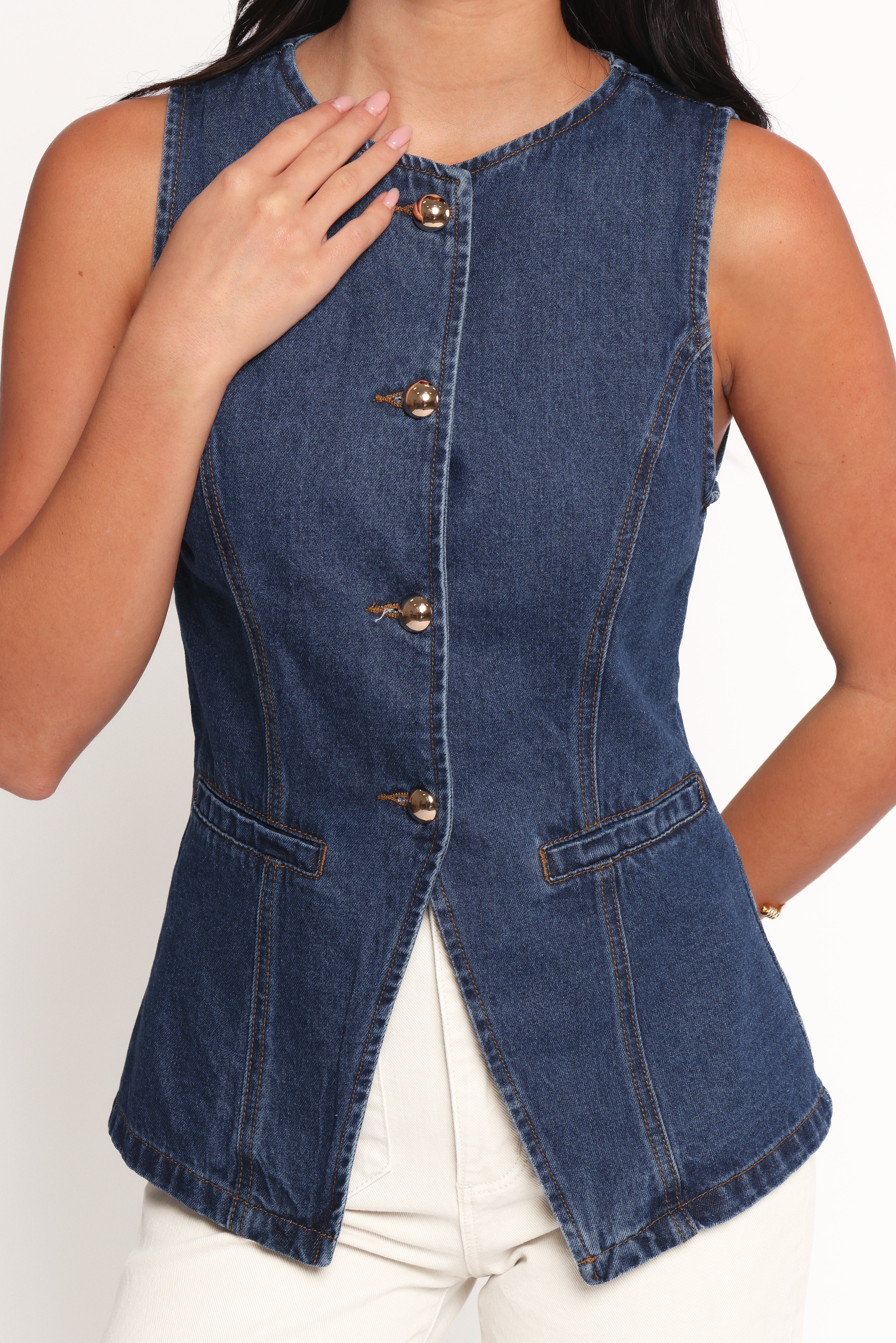 Nessa Denim Vest - Blue