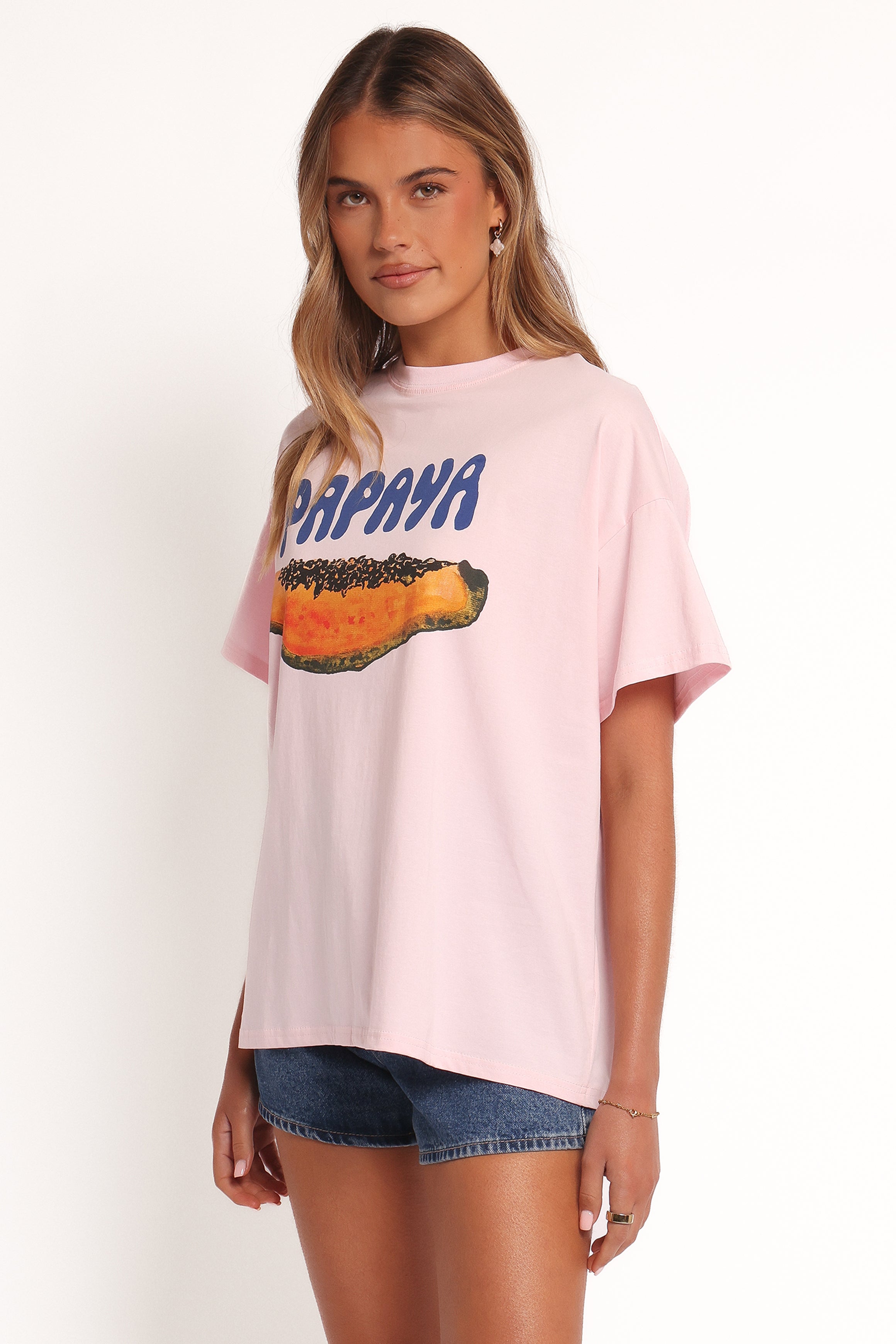 Papaya Graphic Tee - Pale Pink