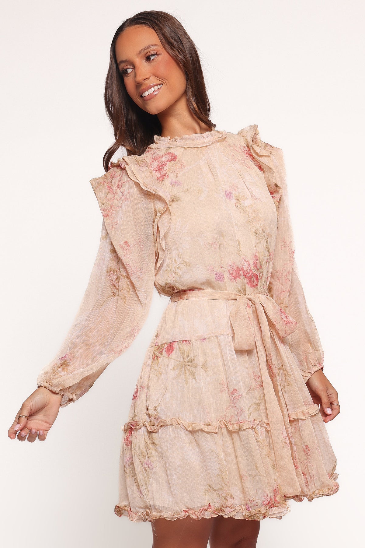 Phaedra Long Sleeve Mini Dress - Soft Rose