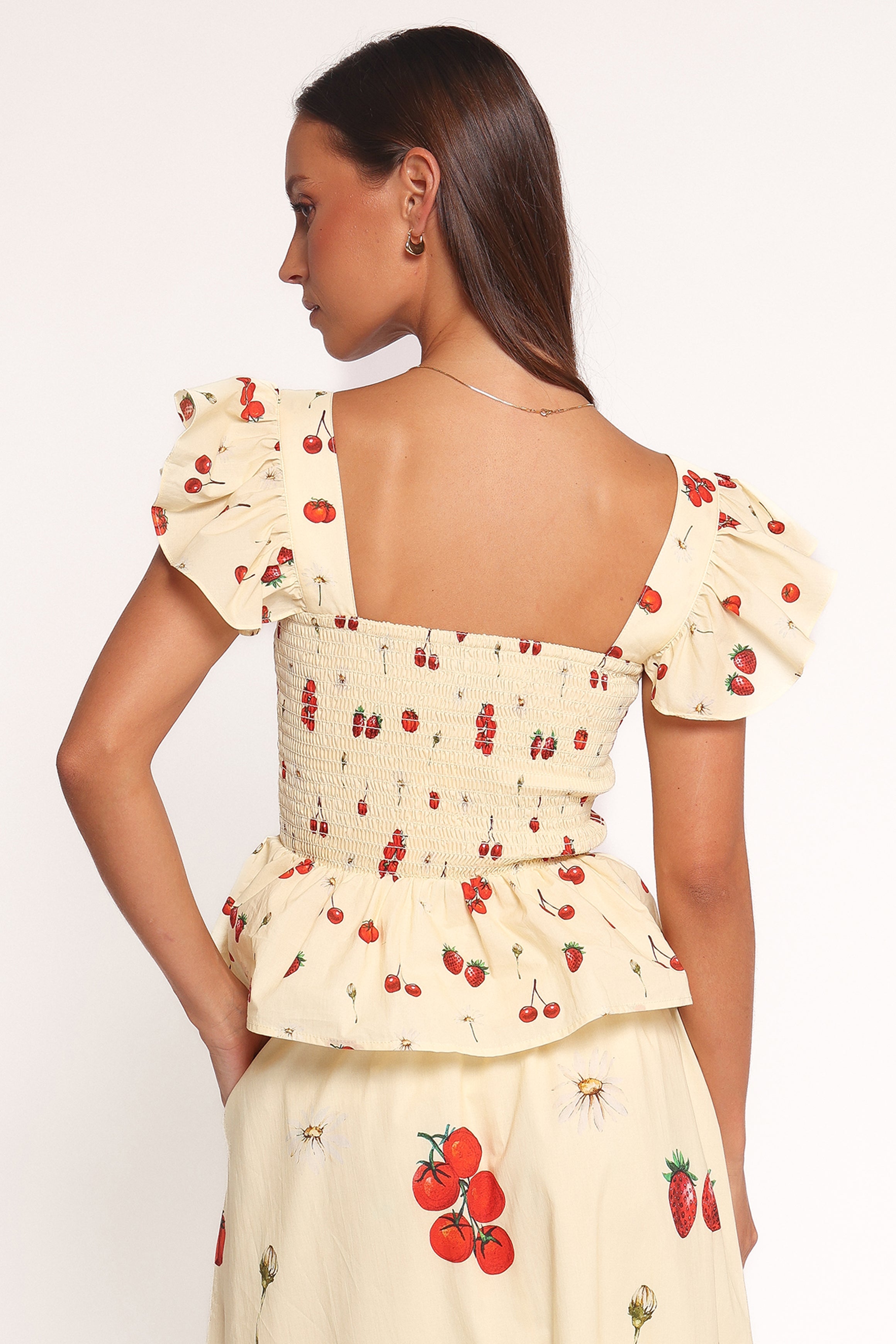 Remira Smocked Ruffle Top - Yellow Cherry