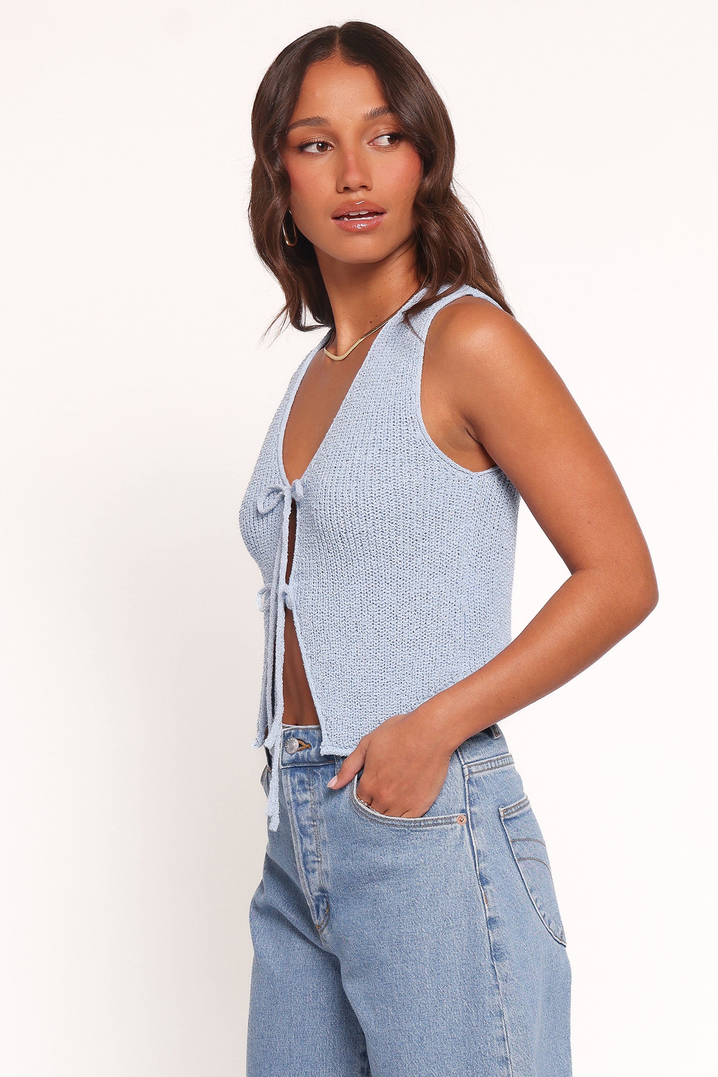 Kendall Knit Top - Light Blue