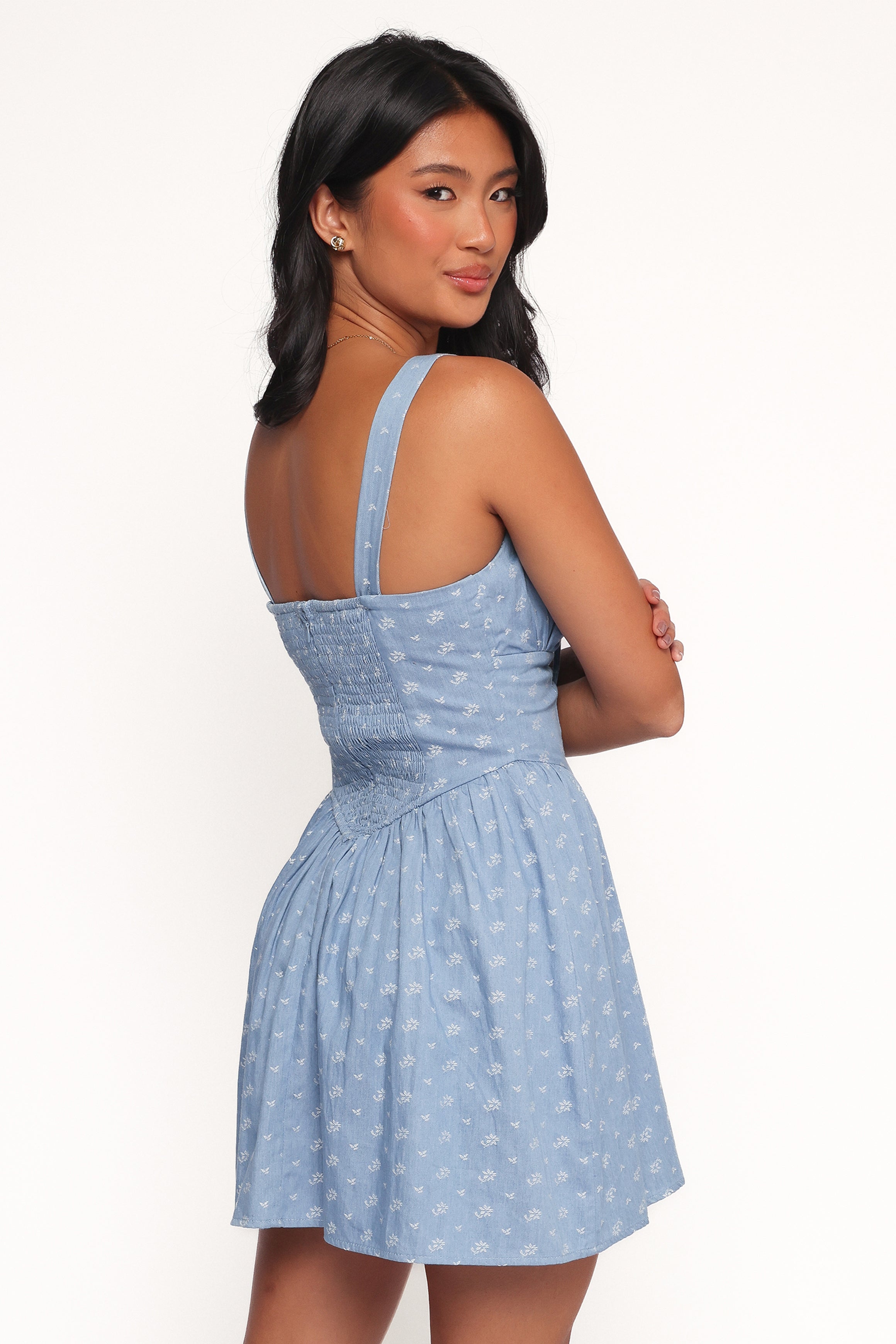 Shelton Mini Dress - Floral Denim