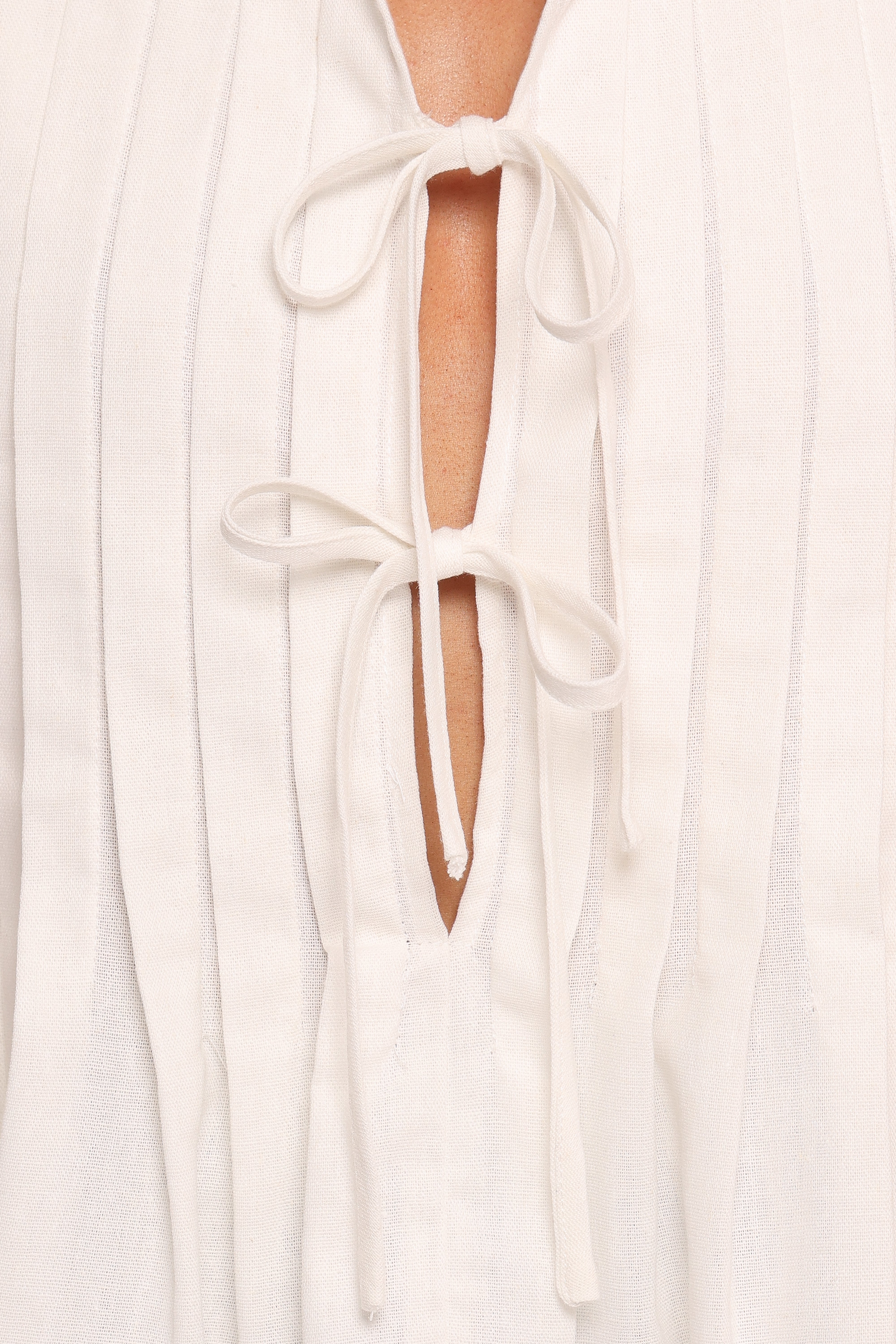 Delia Pleat Tie Top - White