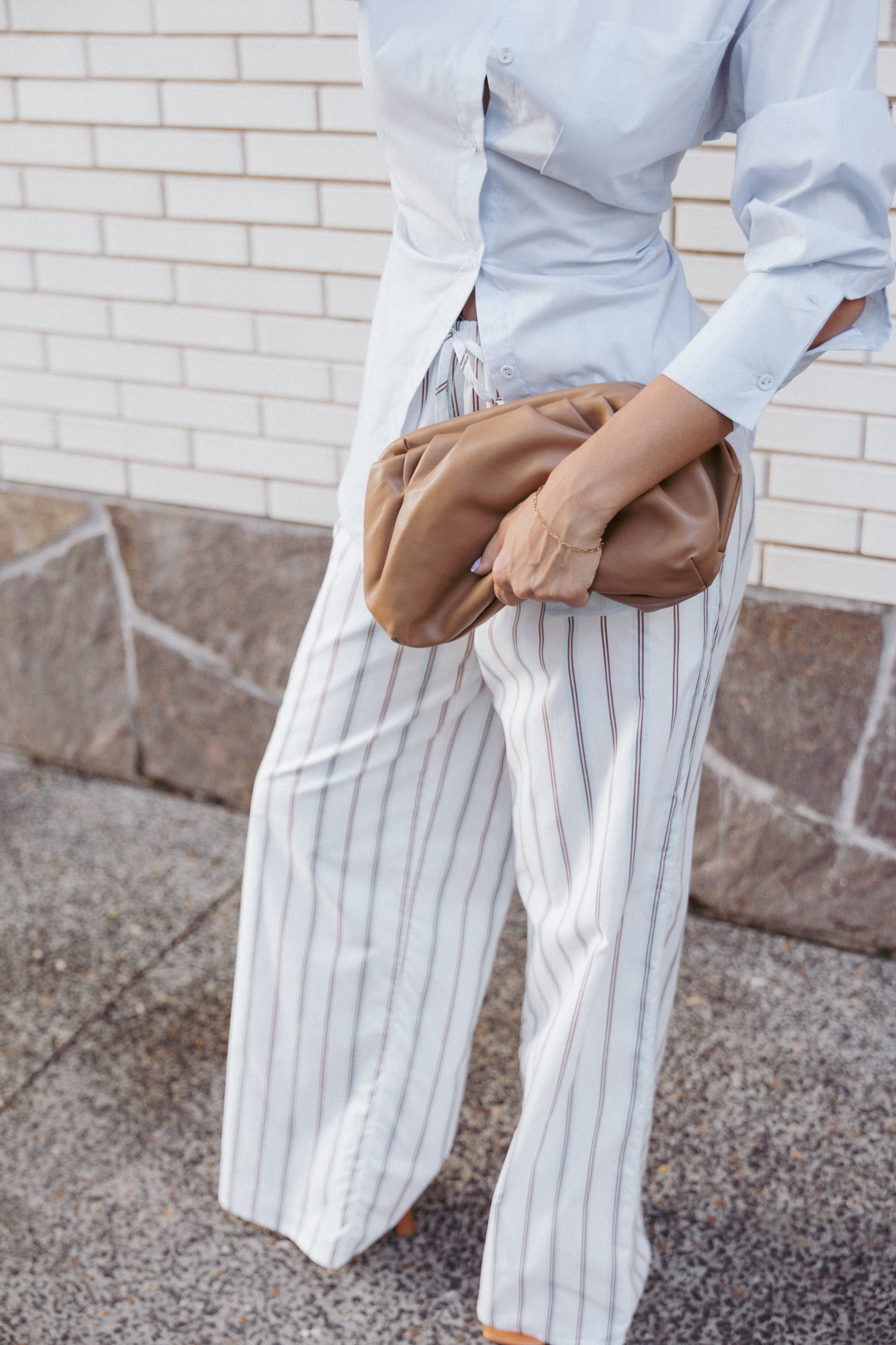 Ember Cotton Pants - Blue Brown Stripe