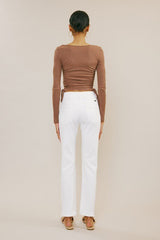 Lulu High Rise Slim Straight Jean - White